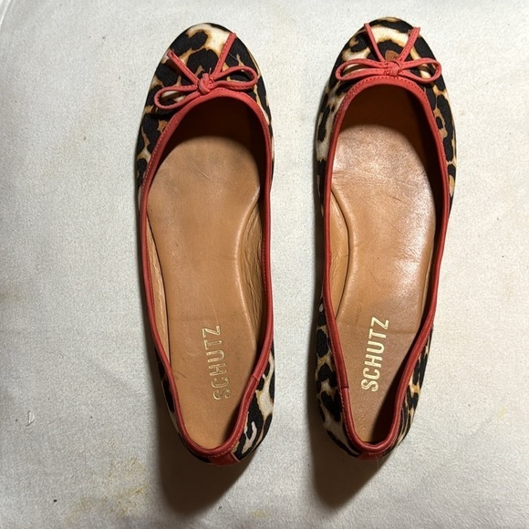 SCHUTZ animal print fabric ballerina flats Sz 8 1/2 - Picture 2 of 11